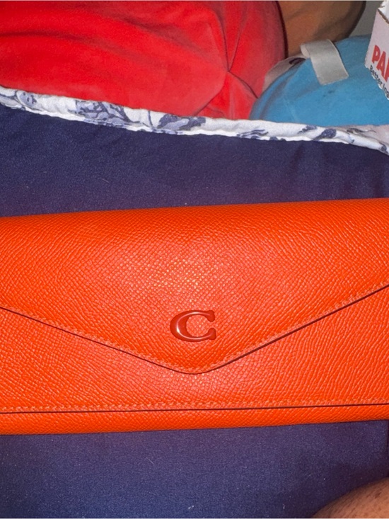 Coach Accessories - Coach Orange Leather Envelope Clutch with Signature C